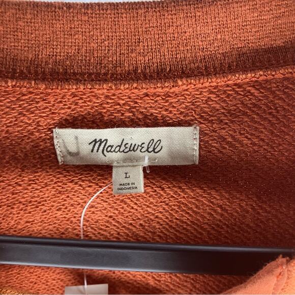 NWT MADEWELL Cotton Hemp Lace Up Sweatshirt Orange Rust Large - Picture 4 of 6